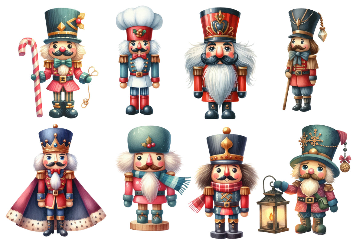 Christmas Nutcracker Clipart PNG Bundle | Watercolor Cute Nutcracker Christmas Clipart | Festive Holiday Sublimation PNG