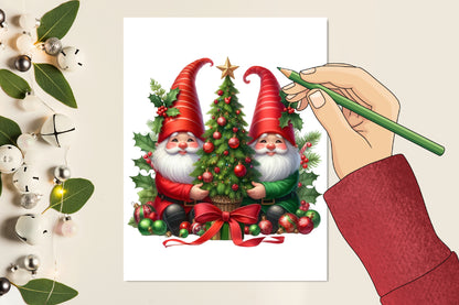 14 Christmas Gnomes PNG Clipart Bundle Watercolor Holiday Gnome Sublimation