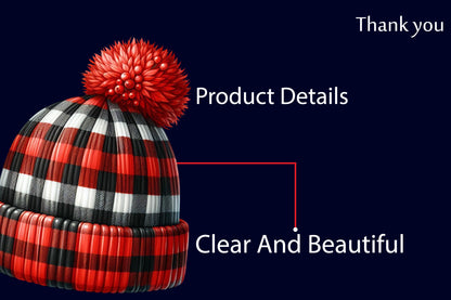 22 Watercolor Christmas Gingham Hat PNG Buffalo Plaid Winter Clipart