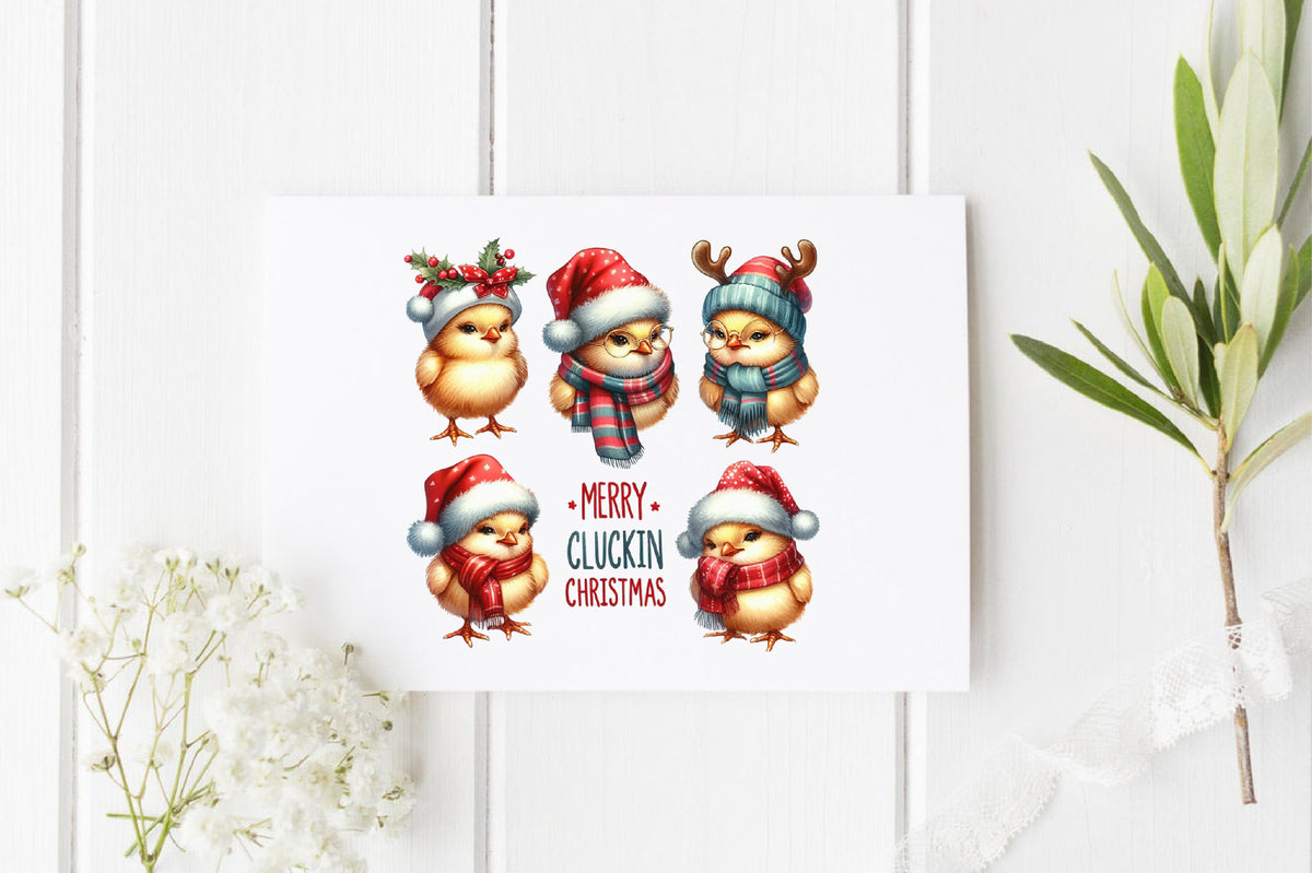 Merry Cluckin Christmas PNG Cute Christmas Chicken Sublimation Design