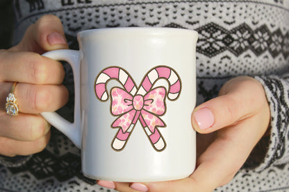 Pink Candy Cane Bow Christmas PNG Sublimation Design