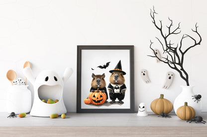 22 Halloween Capybara Clipart PNG Bundle Cute Spooky Animal Sublimation