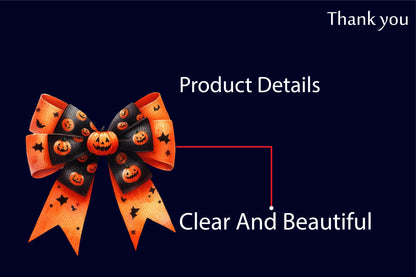 34 Orange Black Halloween Bow PNG Bundle Cute Spooky Ribbon Clipart