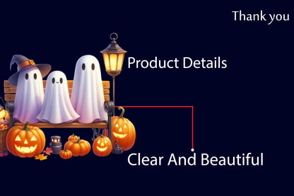 23 Halloween Ghost on Bench PNG Bundle Watercolor Spooky Autumn Clipart