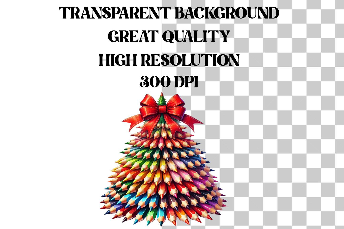 Watercolor Christmas Pencil Tree Clipart PNG Bundle | Colorful Pencil Christmas Trees