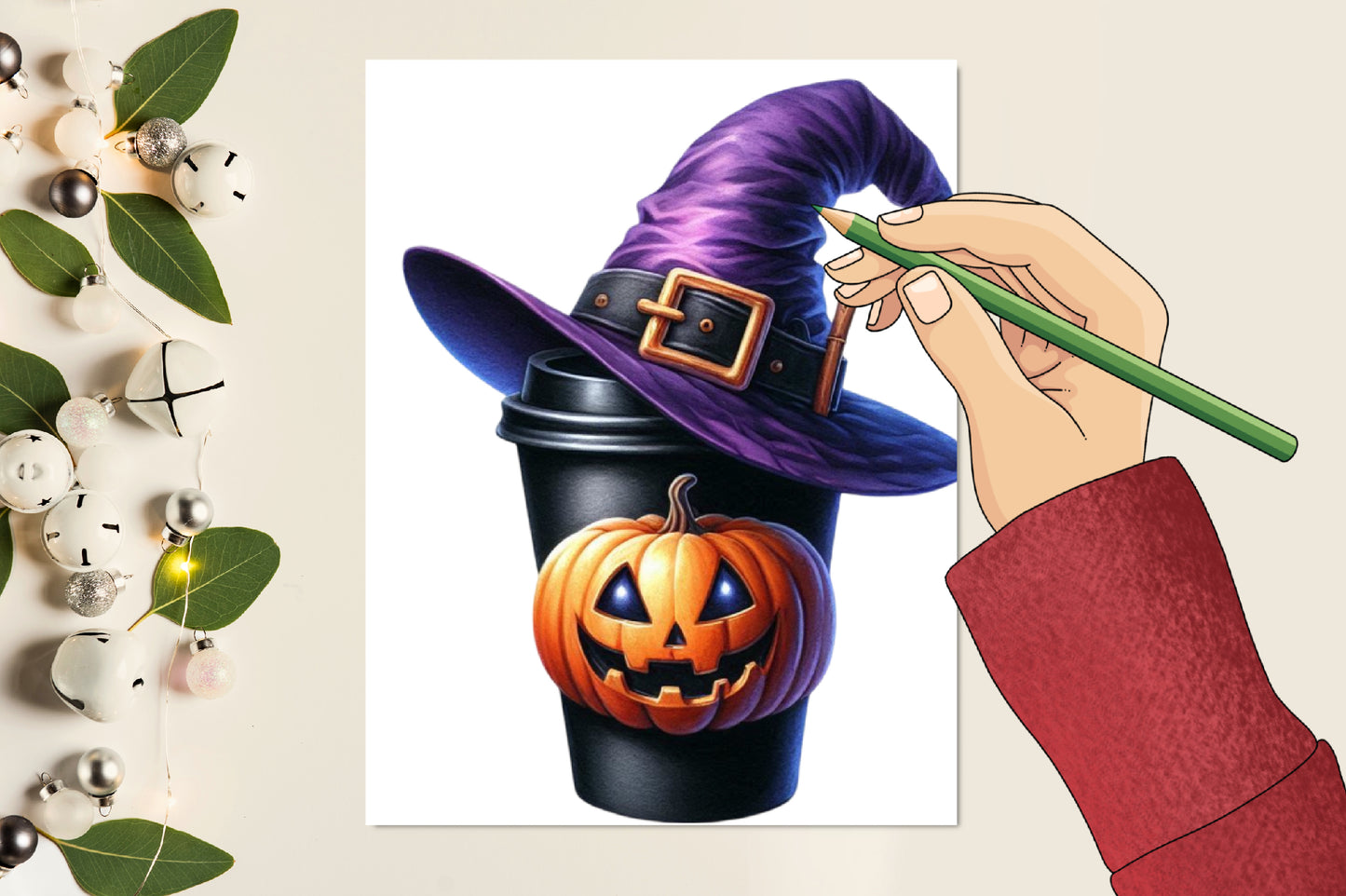 Halloween Coffee Cup PNG Bundle Spooky Pumpkin Coffee Clipart