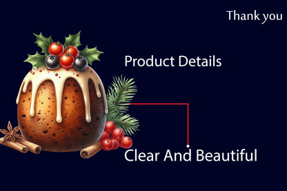 Christmas Pudding PNG Bundle | Watercolor Christmas Pudding, Cute Holiday Plum Pudding & Festive Dessert Clipart
