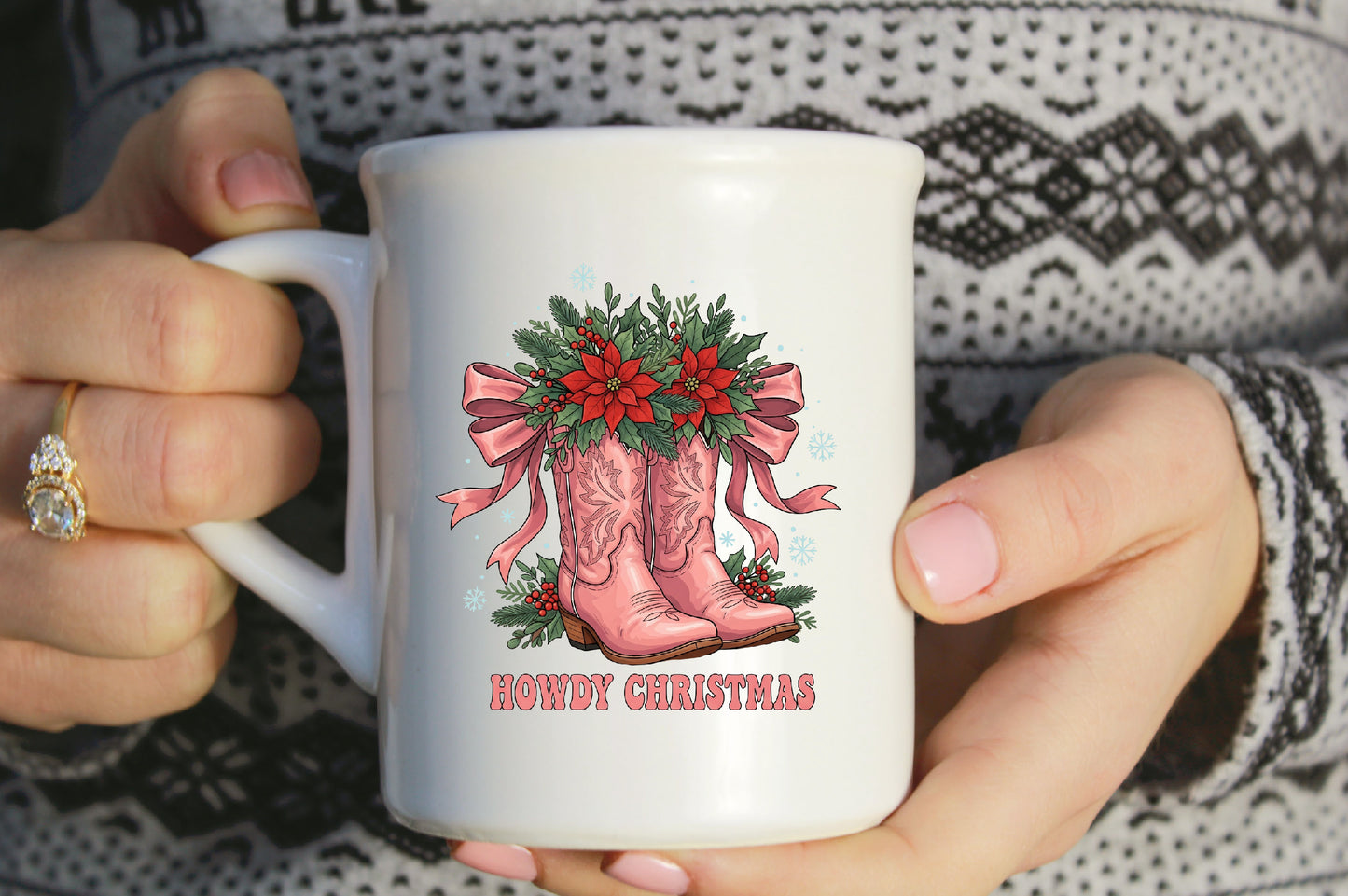 Pink Cowgirl Christmas Boots Howdy Christmas PNG