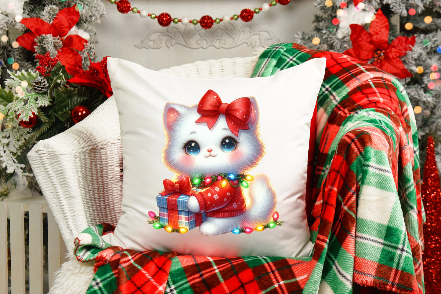 Watercolor Christmas Funny Cat PNG Bundle Cute Holiday Cat Clipart
