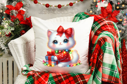 Watercolor Christmas Funny Cat PNG Bundle Cute Holiday Cat Clipart
