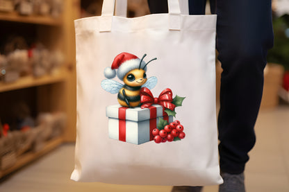 25 Watercolor Christmas Bee Sitting PNG Cute Holiday Bee Clipart