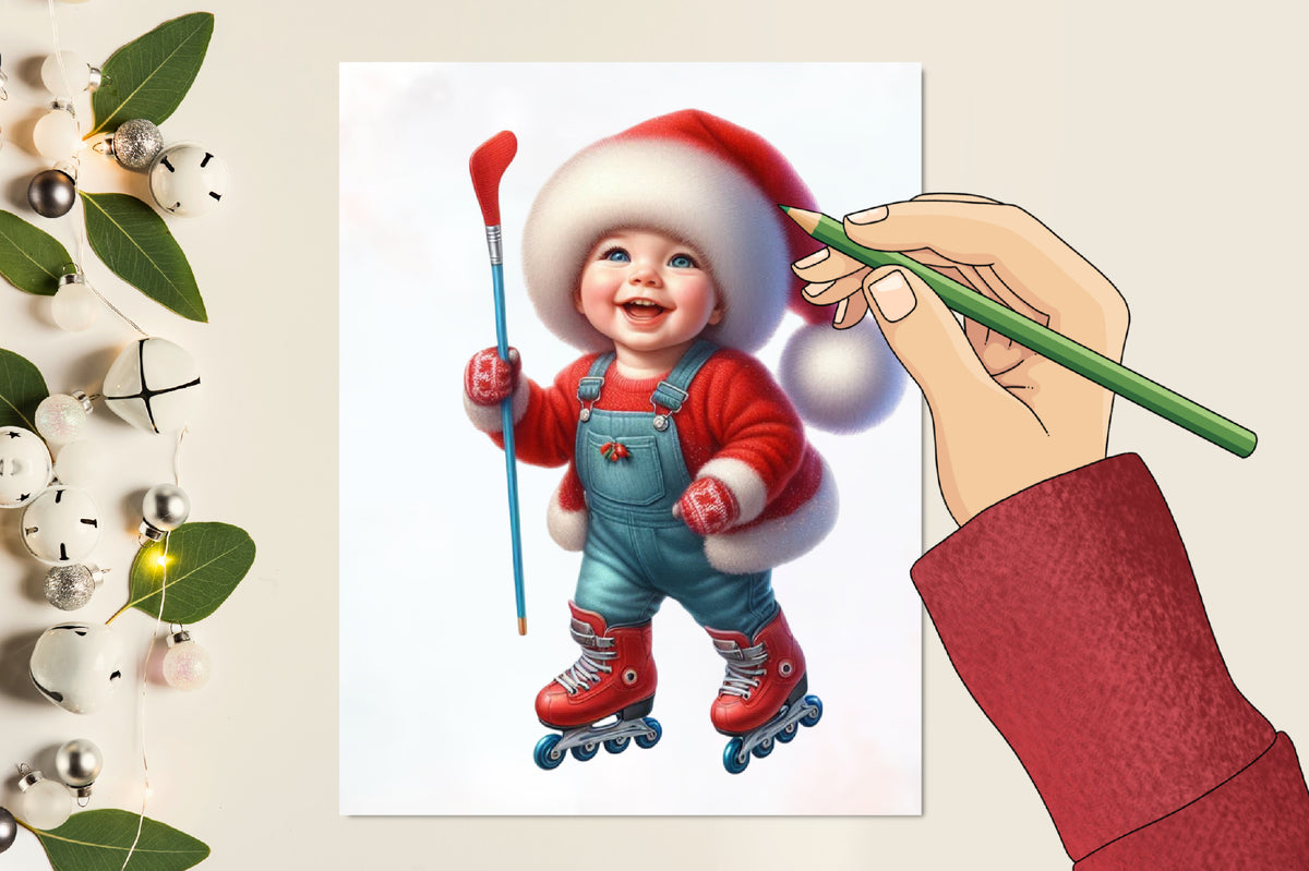 Watercolor Cute Christmas Baby PNG Bundle Holiday Baby Clipart