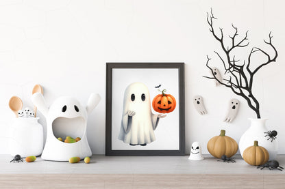 15 Halloween Ghost Watercolor PNG Bundle Cute Witch Pumpkin Spooky Clipart
