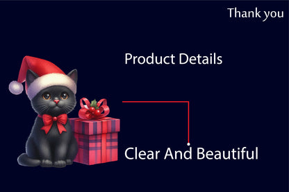 Christmas Black Cat PNG Clipart Bundle | Watercolor Black Cats with Santa Hats, Christmas Gifts, Bows & Holiday Decorations