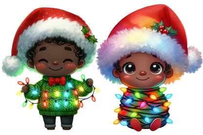 Christmas Boy Clipart PNG Bundle | Cute Christmas Boys, Santa Hats, Christmas Lights & Holiday Sweater Clipart