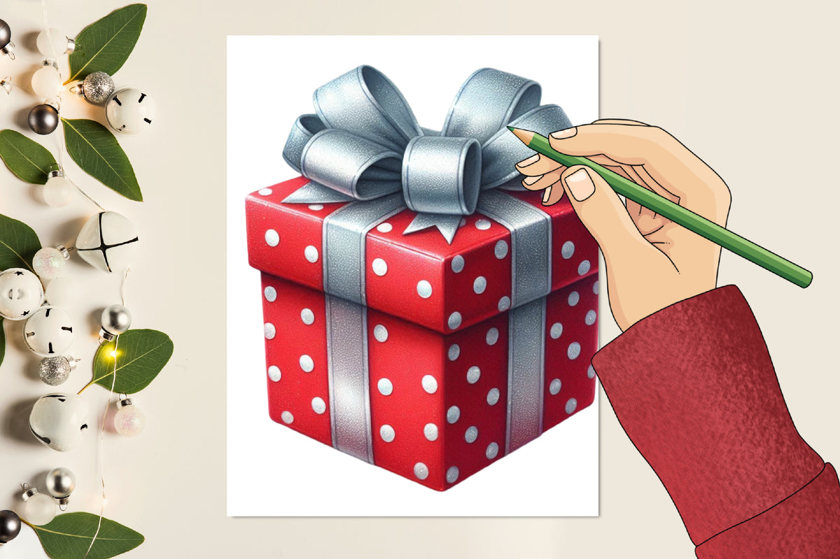 21 Christmas Gift Box PNG Clipart Bundle Watercolor Red Silver Present