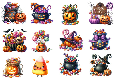 Halloween Candy Clipart PNG Bundle | Cute Halloween Candy PNG, Trick or Treat Clipart