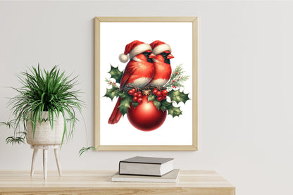 31 Watercolor Christmas Cardinal Bird PNG Red Bird Holiday Clipart