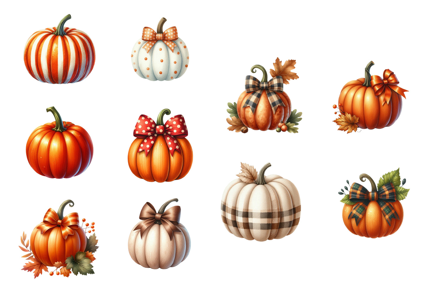 Fall Pumpkin PNG Bundle | Plaid Pumpkin Clipart, Buffalo Check Pumpkin, Pumpkin Bow PNG
