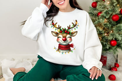 Christmas Reindeer Clipart PNG Bundle | Watercolor Cute Christmas Reindeer Clipart | Festive Winter Animal Sublimation PNG