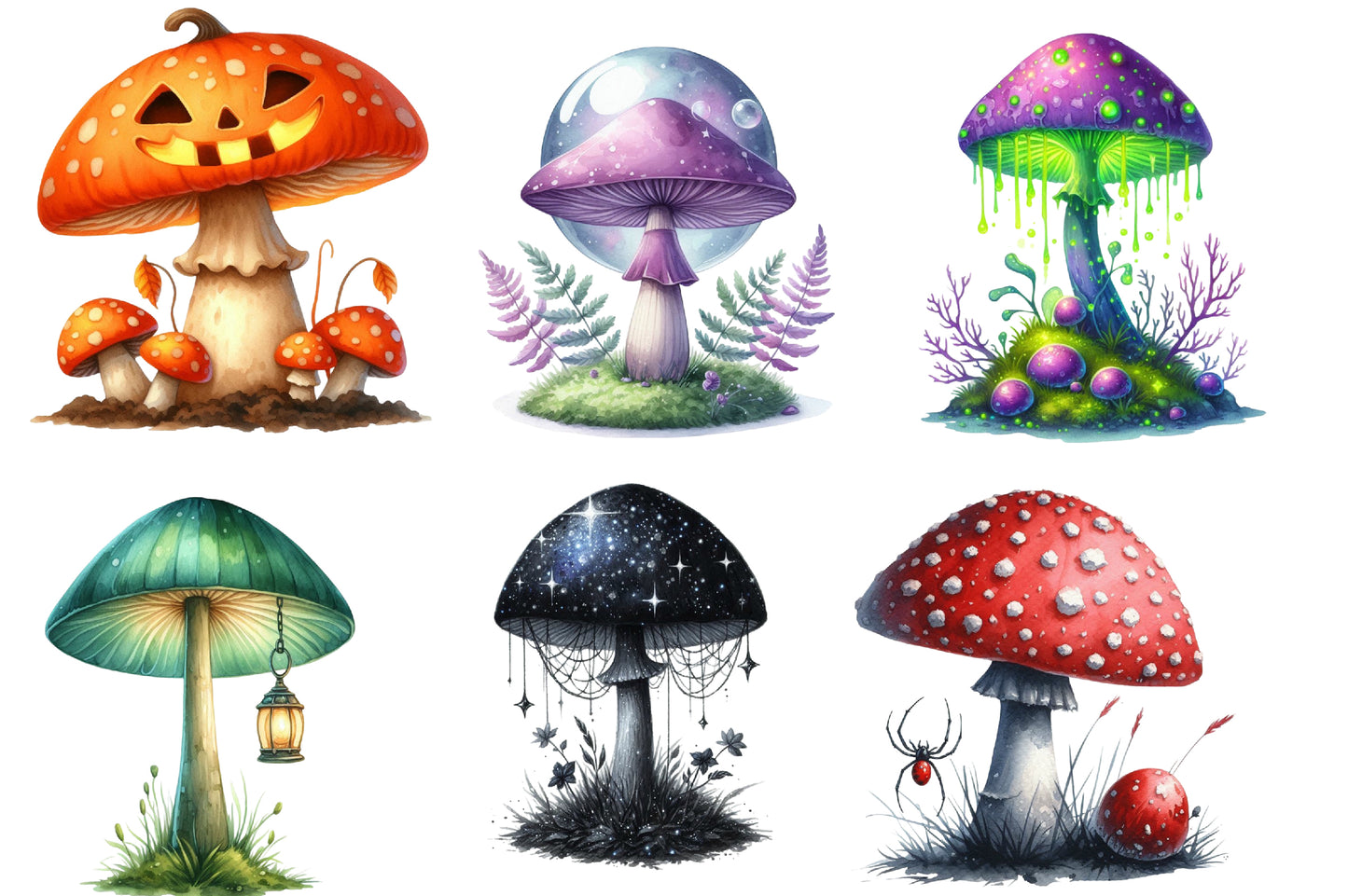Halloween Mushroom Clipart PNG | Spooky Mushroom PNG, Magical Mushroom Clipart