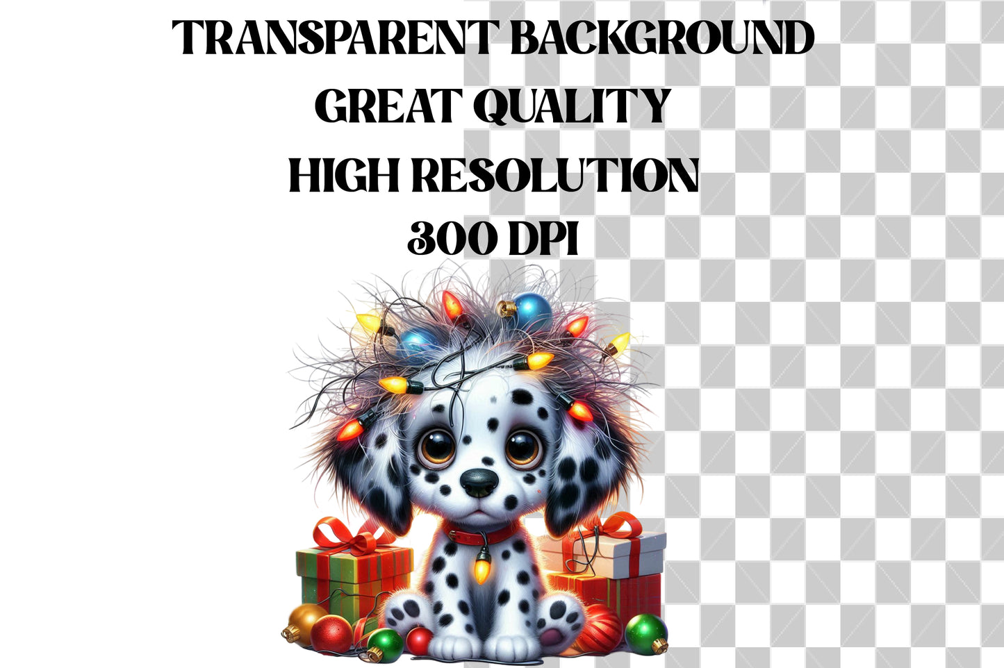 Watercolor Christmas Animals Clipart PNG Bundle | Cute Holiday Animal Christmas Lights & Gift Designs