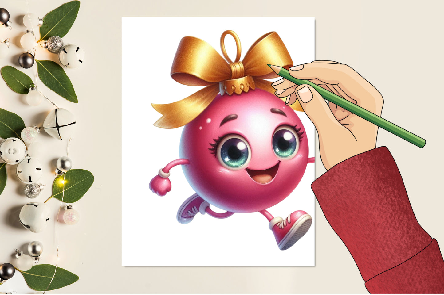 28 Christmas Funny Ball PNG Clipart Bundle Watercolor Cute Holiday Ornament