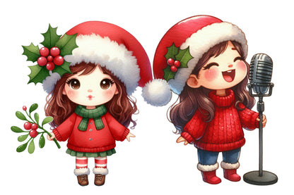 Christmas Black Girl Clipart PNG Bundle | Black Christmas Girls, Santa Hats, Holiday Dresses & Festive Winter Clipart