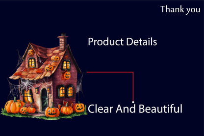21 Watercolor Halloween Haunted House PNG Clipart Bundle Spooky