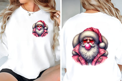 Pink Santa Christmas PNG Cute Kawaii Holiday Clipart