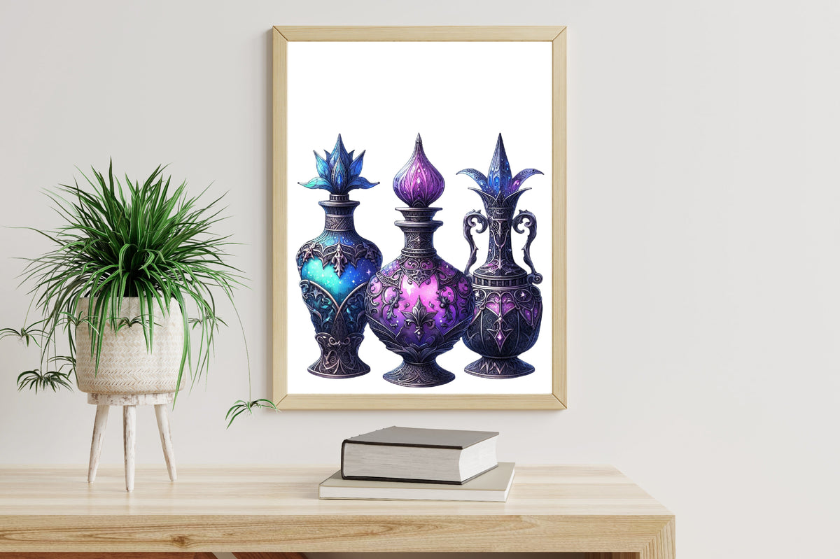 Halloween Gothic Potion Bottles PNG Bundle 24 Mystical Witchy Bottles