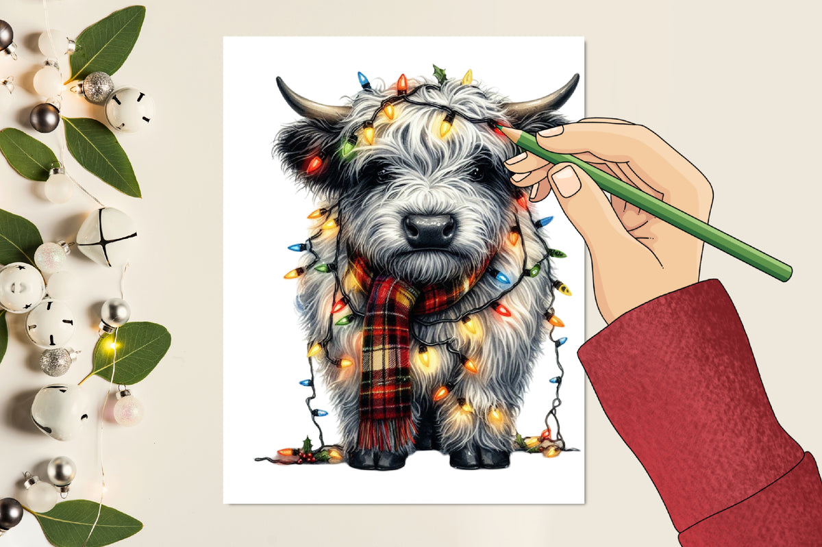 Watercolor Animal Christmas Lights PNG Bundle 23 Cute Holiday Designs