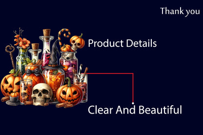 19 Halloween Potion Drinks with Skull PNG Bundle Watercolor Witch Potion Clipart