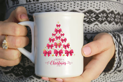 Pink Bow Christmas Tree Merry Christmas PNG