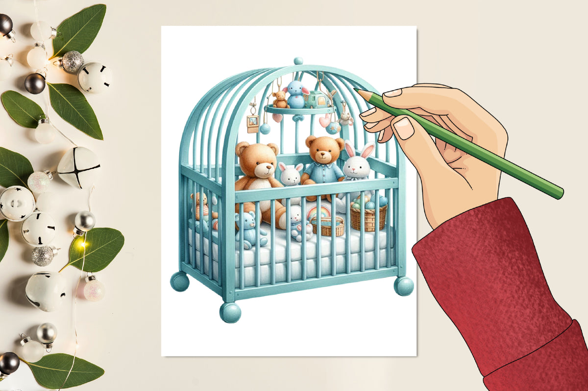18 Christmas Nursery PNG Watercolor Clipart Bundle Cute Teddy Bear Baby