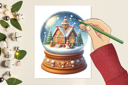 Watercolor Christmas Snow Globe PNG Bundle 15 Holiday Clipart