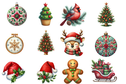 Christmas Sublimation Clipart PNG Bundle | Cute Watercolor Christmas Sublimation Designs | Holiday PNG Clipart