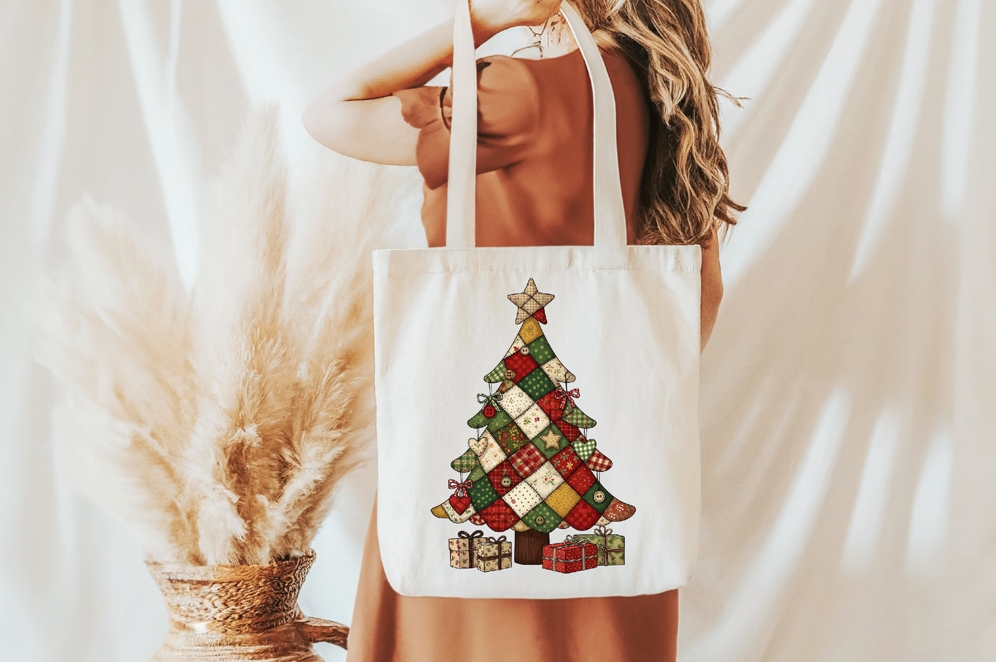 Patchwork Christmas Tree Sublimation PNG