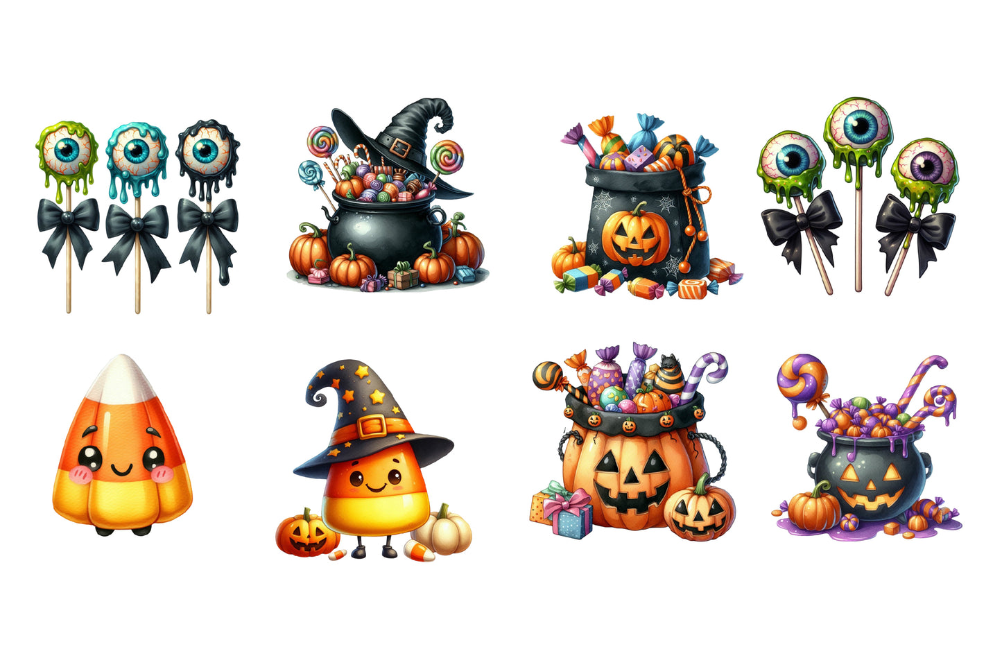Halloween Candy Clipart PNG Bundle | Cute Halloween Candy PNG, Trick or Treat Clipart