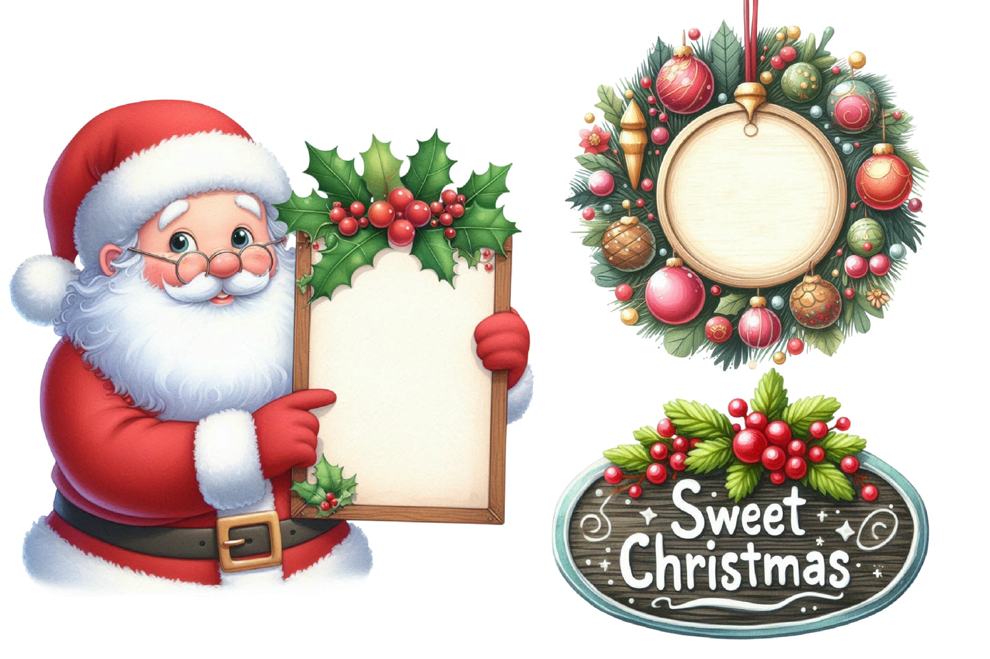 Christmas Sign Board Clipart PNG Bundle | Rustic Christmas Signs & Holiday Wood Signs | Christmas Sublimation PNG
