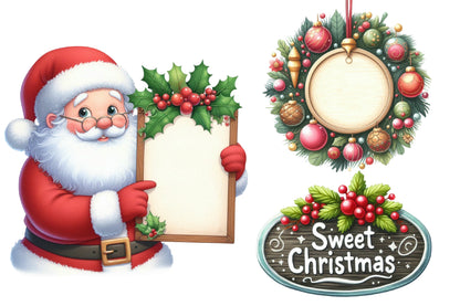 Christmas Sign Board Clipart PNG Bundle | Rustic Christmas Signs & Holiday Wood Signs | Christmas Sublimation PNG