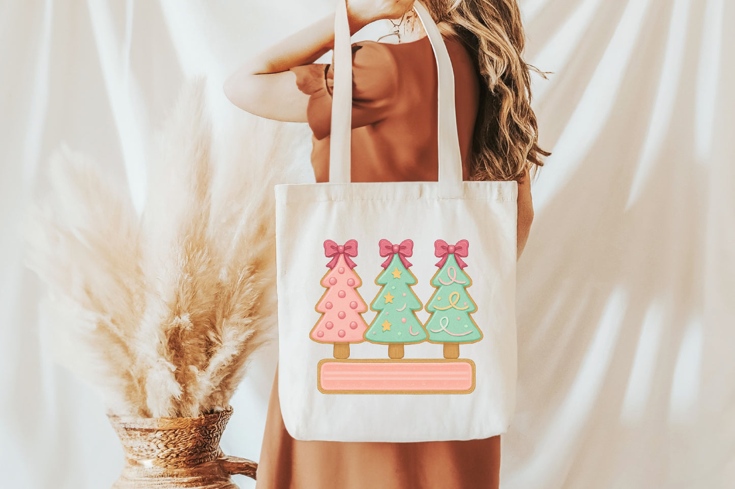 Cute Christmas Tree PNG Pink Green Pastel Holiday Sublimation