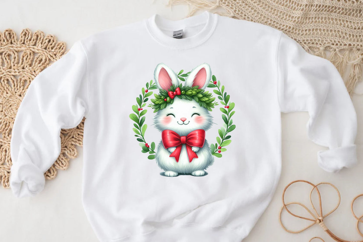 Bunny Christmas Clipart PNG Bundle | Cute Christmas Bunny, Rabbit, Snowman, Gifts & Stocking Designs