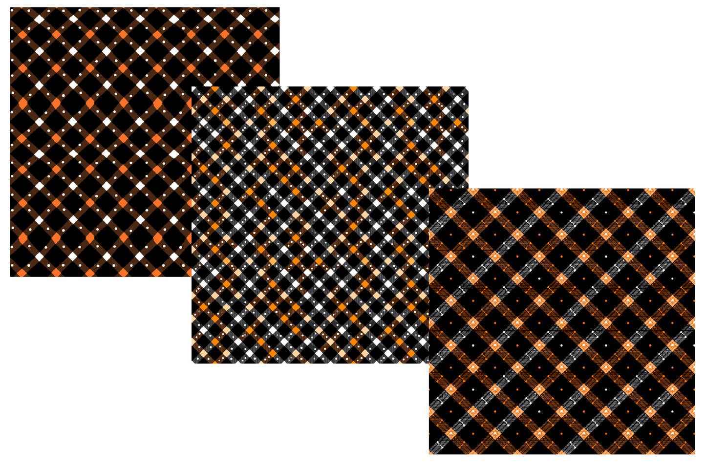 Halloween Digital Paper PNG | Black Orange Plaid Pattern, Halloween Scrapbook Paper