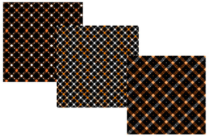 Halloween Digital Paper PNG | Black Orange Plaid Pattern, Halloween Scrapbook Paper