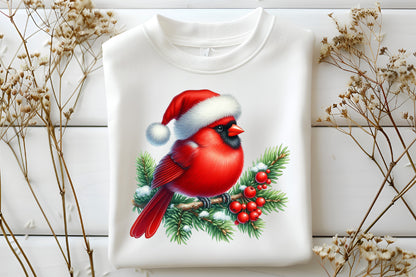 Watercolor Christmas Red Cardinal Bird Clipart PNG Bundle | Holiday Cardinal Bird