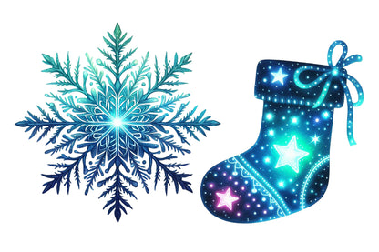 Blue Christmas Clipart PNG Bundle | Watercolor Winter Holiday Clipart | Elegant Icy Blue Christmas PNG