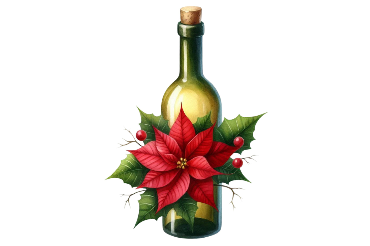 Christmas Red Wine Clipart PNG Bundle | Watercolor Holiday Red Wine Clipart | Festive Wine Glass Sublimation PNG