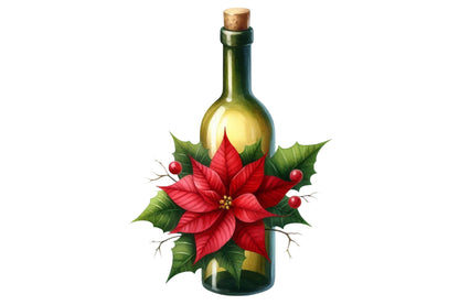 Christmas Red Wine Clipart PNG Bundle | Watercolor Holiday Red Wine Clipart | Festive Wine Glass Sublimation PNG
