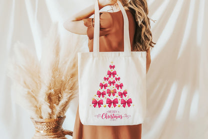 Pink Bow Christmas Tree Merry Christmas PNG